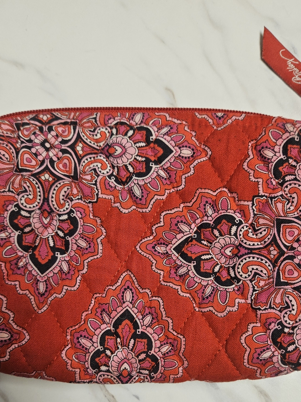 Retired Frankly Scarlet Vera Bradley Red Floral Quilted Cosmetic Pouch